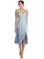 Midi Length Bustier Crepe Homecoming Dress Canada with Back Bow Straps
