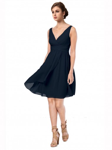 Short Knee Length Criss Cross Draped Chiffon Homecoming Dress Canada