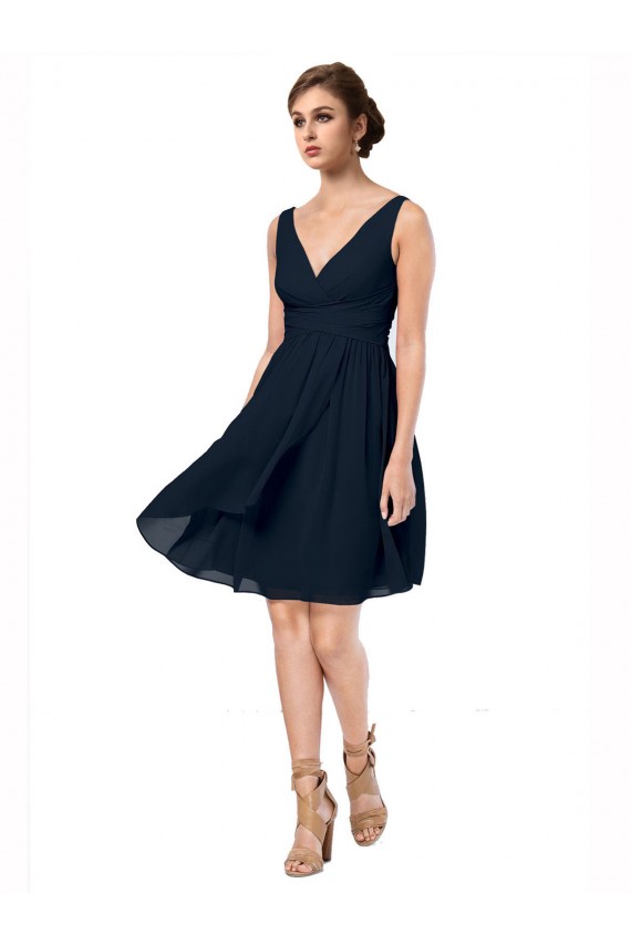 Short Knee Length Criss Cross Draped Chiffon Homecoming Dress Canada