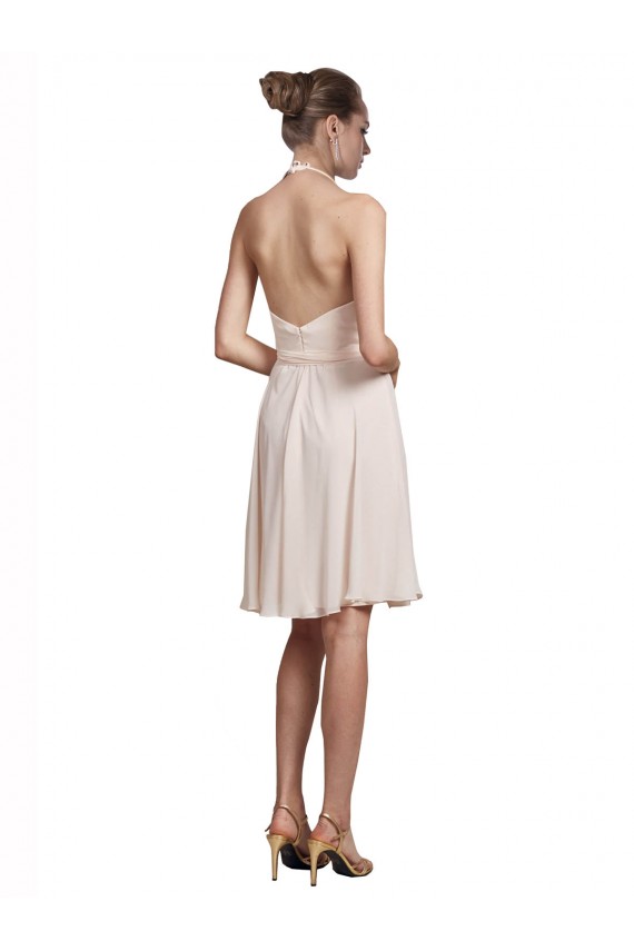 Short Knee Length Wrap Chiffon Halter Homecoming Dress Canada