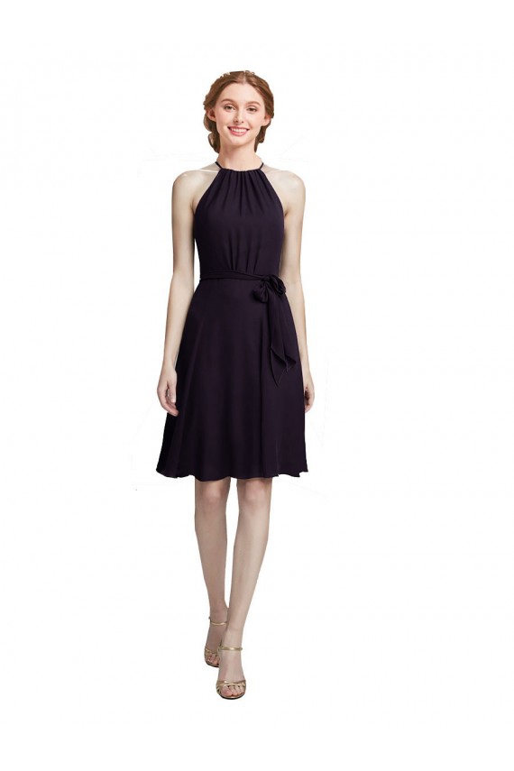 Short Knee Length High Neck Chiffon Homecoming Dress Canada