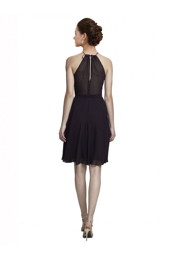 Short Knee Length High Neck Chiffon Homecoming Dress Canada