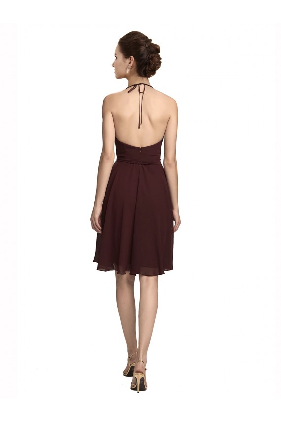 Short Knee Length Chiffon Homecoming Dress with Halter Cowl Neck Canada