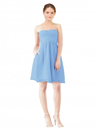 Short Knee Length Chiffon Homecoming Dress with Twisted Strapless Sweetheart Neckline Canada