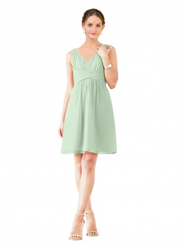 v-Neckline Short Knee Length Chiffon Homecoming Dress Canada