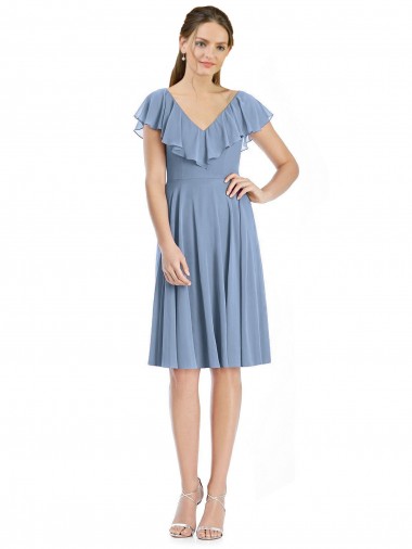 V-Neck V-Back Knee Length Short Chiffon Homecoming Dress Canada