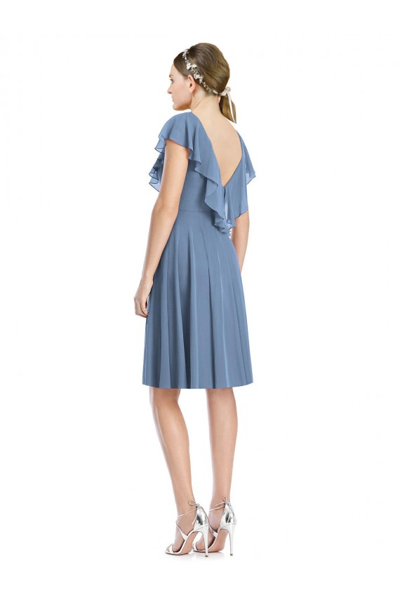 V-Neck V-Back Knee Length Short Chiffon Homecoming Dress Canada