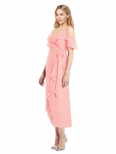 Wrap Chiffon Homecoming Dress with Fluttering Ruffles Canada
