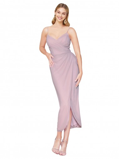 Short Knee Length Chiffon Wrap Homecoming Dress with Straps Canada