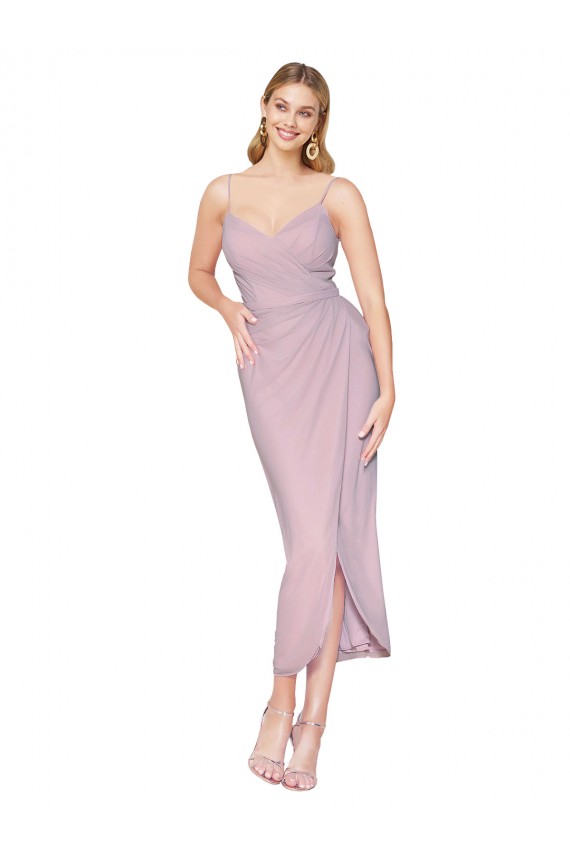 Short Knee Length Chiffon Wrap Homecoming Dress with Straps Canada