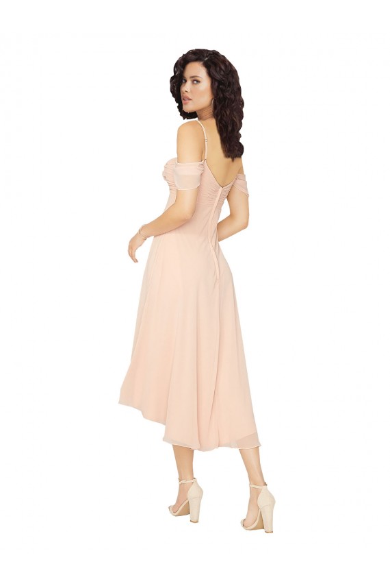 Cold Shoulder Midi Length Short Chiffon Homecoming Dress Canada