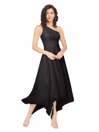 Midi Length One Shoulder Chiffon Homecoming Dress Canada