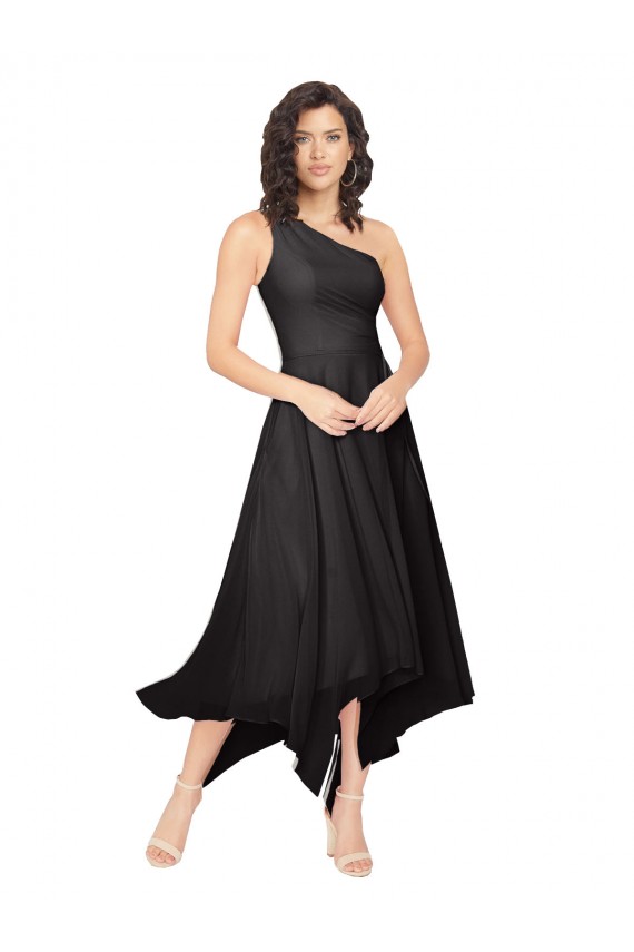 Midi Length One Shoulder Chiffon Homecoming Dress Canada