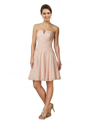 Lace and Chiffon Homecoming Dress with Unique Neckline Canada