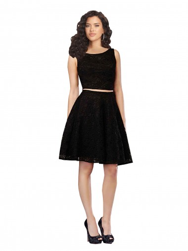 Two Piece Short Lace Homecoming Dress with Jewel Neckline Canada