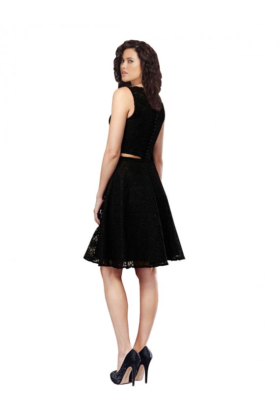 Two Piece Short Lace Homecoming Dress with Jewel Neckline Canada