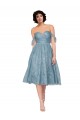 Off the Shoulder Sweetheart Chantilly Lace Midi Length Homecoming Dress Canada