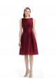 Short Midi Length Satin Homecoming Dress with Bateau Neckline and V-Back Canada