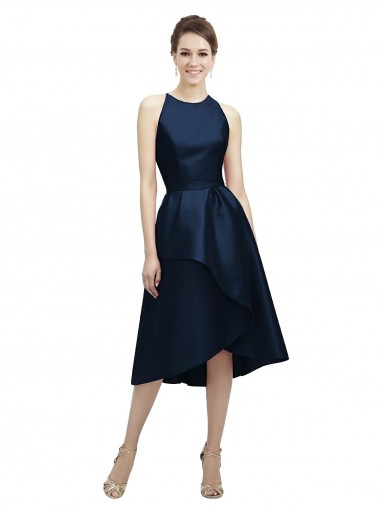 Short Tea Length Halter Neck Sleeveless Satin Homecoming Dress Canada