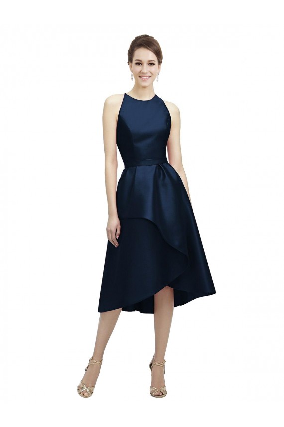 Short Tea Length Halter Neck Sleeveless Satin Homecoming Dress Canada