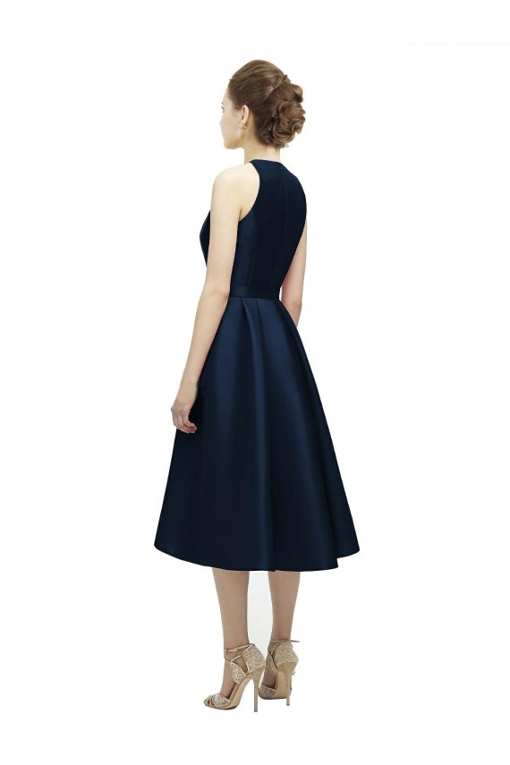 Short Tea Length Halter Neck Sleeveless Satin Homecoming Dress Canada