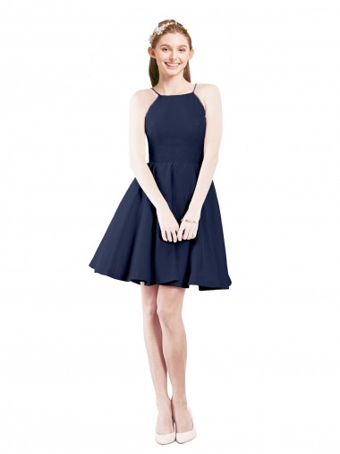 Halter Neck Short Knee Length Satin Homecoming Dress Canada