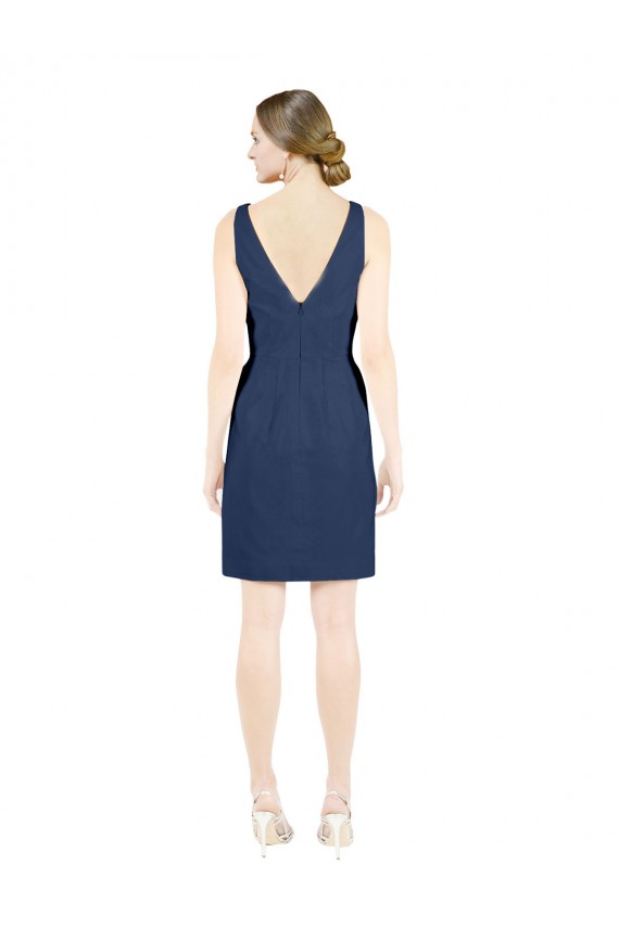 Deep V-Neck Short Knee Length Satin Homecoming Dress with Slimming Pleats Canada