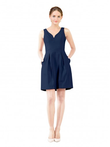 V-Neck A-Line Satin Homecoming Dress with Pockets Canada