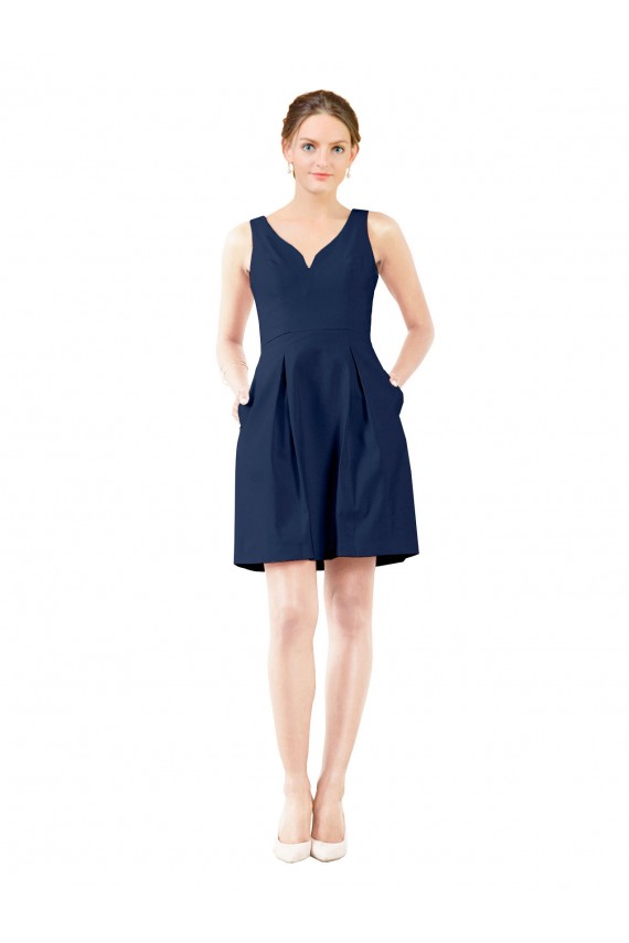 V-Neck A-Line Satin Homecoming Dress with Pockets Canada