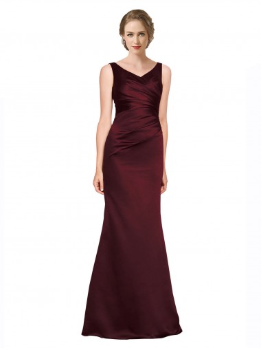 Long Figure Shaping Satin Homecoming Dress with Structured Pleats Canada