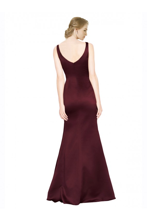 Long Figure Shaping Satin Homecoming Dress with Structured Pleats Canada