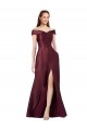 Long Off the Shoulder Satin Homecoming Dress with Thigh-high Slit Canada