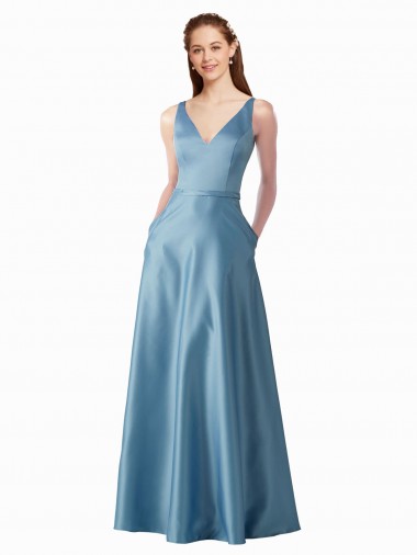 Classic Satin V-Neck A-Line Homecoming Dress with Pockets Canada