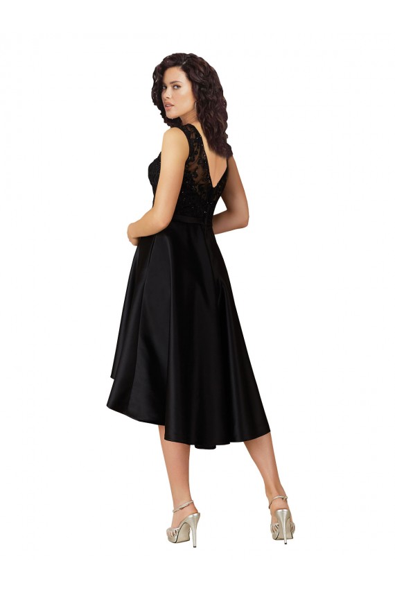 Short High Low Satin Homecoming Dress with a Beaded and Embroidered Bodice Canada