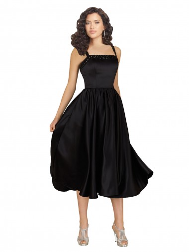 Short Square Neck Satin Homecoming Dress with Beading Canada
