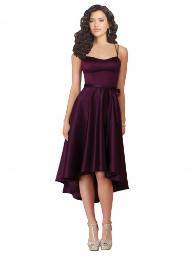 Elegant High Low Satin Homecoming Dress with Criss Cross Back Canada