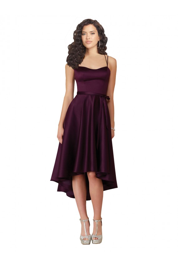 Elegant High Low Satin Homecoming Dress with Criss Cross Back Canada