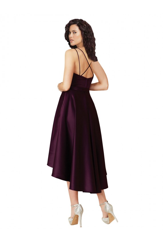 Elegant High Low Satin Homecoming Dress with Criss Cross Back Canada