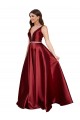 Sleeveless Deep V-Neck A-Line Satin Homecoming Dress with Pockets Canada