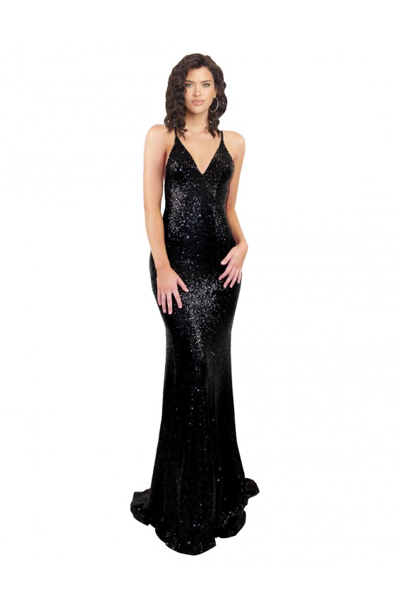 Sleek Fishtail Shaped Open Back Sequin Homecoming Dress Canada