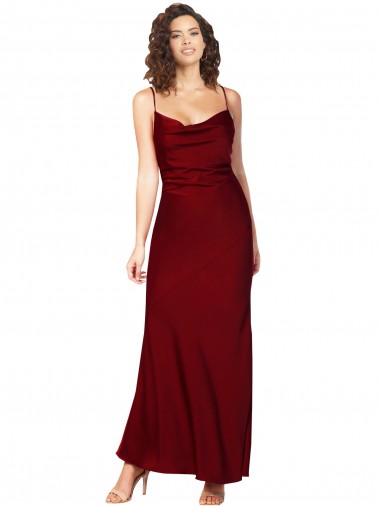 Cowl Neck Low Back Silky Satin Homecoming Dress with Thin Back Straps Canada