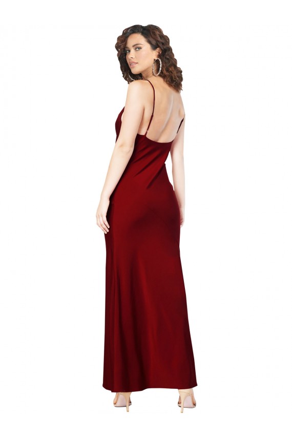 Cowl Neck Low Back Silky Satin Homecoming Dress with Thin Back Straps Canada