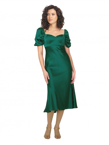 Ruched Sleeve Silky Satin Homecoming Dress Canada