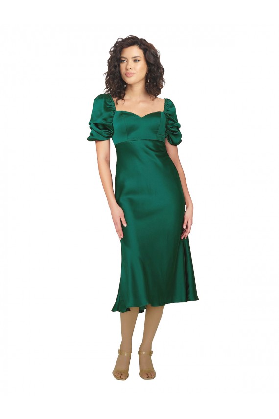 Ruched Sleeve Silky Satin Homecoming Dress Canada