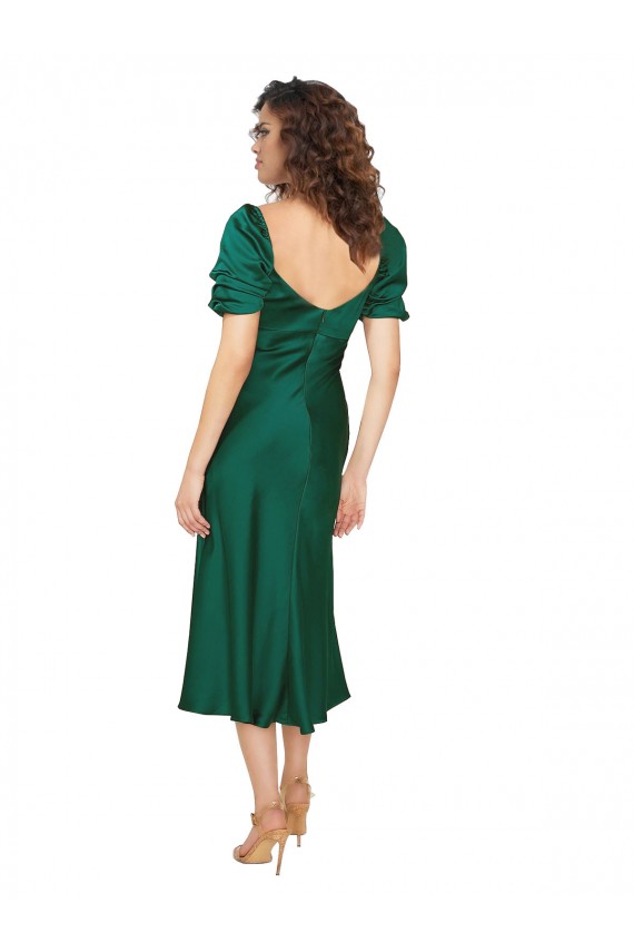 Ruched Sleeve Silky Satin Homecoming Dress Canada