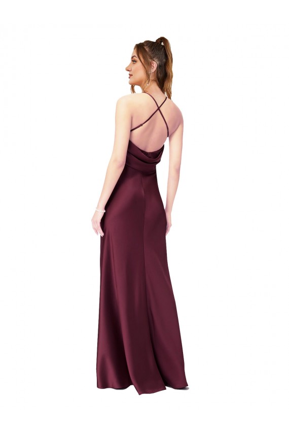 V-Neck Cowl Back Silky Satin Homecoming Dress Canada