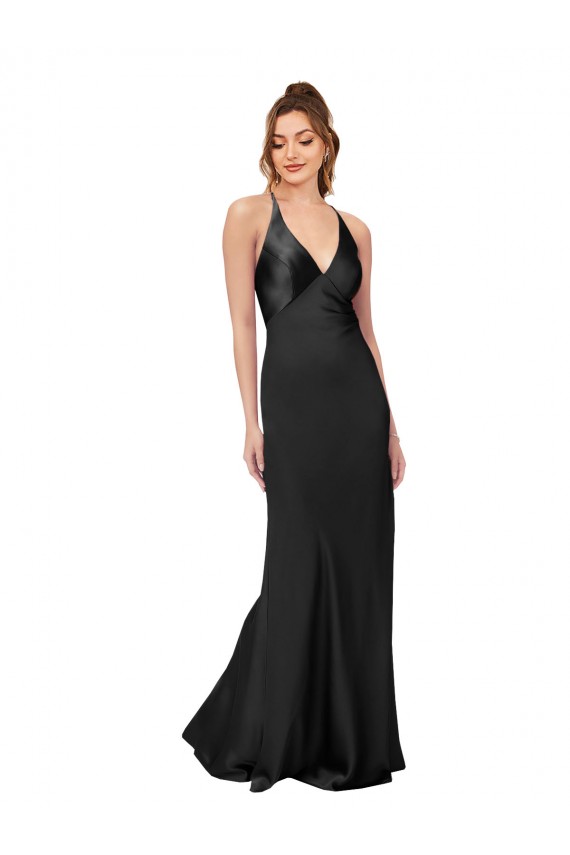 V-Neck Cowl Back Silky Satin Homecoming Dress Canada