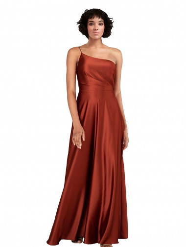 Sophisticated One Shoulder Silky Satin Homecoming Dress with Full Skirt Canada