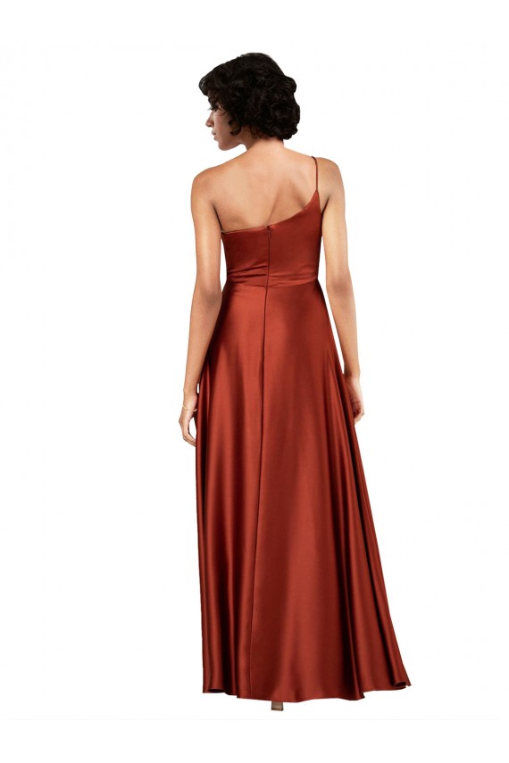 Sophisticated One Shoulder Silky Satin Homecoming Dress with Full Skirt Canada