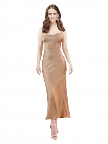 Short Midi Length Cowl Neck Silky Satin Homecoming Dress Low Back Canada